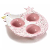 Platou ceramic Paste Gallina 3 oua ceramica roz  cm 13 x 15x 4 H