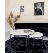 Set 2 masute cafea mdf alb metal negru Iklin 80x45 cm, 50x40 cm 
