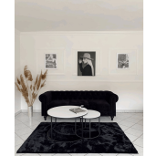 Set 2 masute cafea mdf alb metal negru Iklin 80x45 cm, 50x40 cm 