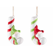 Set 8 ornamente brad Craciun Acadele ceramica multicolora 4x2.5x7 cm