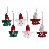 Set 24 ornamente brad Ingeri textil multicolor cm 7 x 8 H