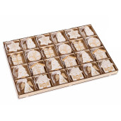 Set 144 ornamente brad Craciun lemn alb auriu 6x5 cm