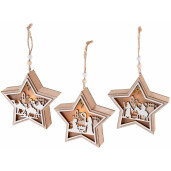 Set 9 ornamente brad Craciun lemn cu led 12x3.5x11 cm