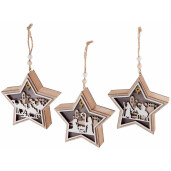 Set 9 ornamente brad Craciun lemn cu led 12x3.5x11 cm