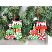 Set 2 ornamente brad Trenulet polirasina multicolora 10.5x10 cm