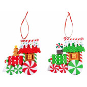 Set 2 ornamente brad Trenulet polirasina multicolora 10.5x10 cm