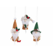 Set 18 ornamente brad Mos Craciun Ingeri textil multicolor cm4x3,5x9,5H