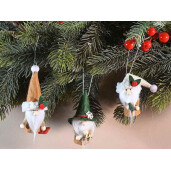 Set 18 ornamente brad Mos Craciun Ingeri textil multicolor cm4x3,5x9,5H