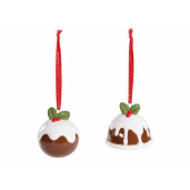 Set 8 ornamente brad Craciun ceramica multicolora Ø 4,5 cm x 5,5 H