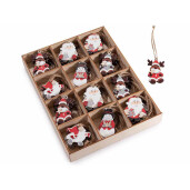 Set 72 ornamente brad Craciun lemn multicolor cm 4 x 6 H