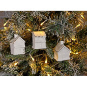 Set 9 ornamente brad Casute portelan alb auriu cm 4,5 x 3,5 x 7 H