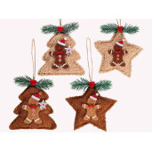 Set 16 ornamente brad Turta Dulce textil multicolor 11x12 cm