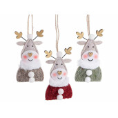 Set 3 ornamente brad Reni textil multicolor cm 7 x 12,5 H