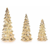 Set 3 Brazi Craciun sticla aurie 13x30 cm, 11x24.5 cm, 10x20 cm