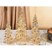 Set 3 Brazi Craciun sticla aurie 13x30 cm, 11x24.5 cm, 10x20 cm