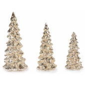 Set 3 Brazi Craciun sticla aurie 13x30 cm, 11x24.5 cm, 10x20 cm