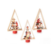 Set 3 decoratiuni Craciun lemn multicolor cm 16 x 5 x 26 H