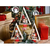 Set 3 decoratiuni Craciun lemn multicolor cm 16 x 5 x 26 H