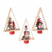 Set 3 decoratiuni Craciun lemn multicolor cm 16 x 5 x 26 H