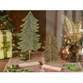 Set 2 Brazi Craciun textil verde lemn natur cm 14 x 5 x 35 H, 13,5 x 4,5 x 25,5 H