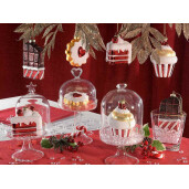 Set 8 ornamente brad Craciun sticla multicolora Ø 6,5 cm x 10 H
