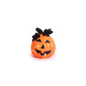 Dovleac Halloween poliester portocaliu negru cu leduri Ø 17 x 21 H