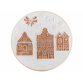 Platou Craciun ceramica alba maro Ø 25 cm x 10,5 H