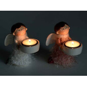 Set 2 figurine Inger cu suport lumanare 8.5x10.5x12 cm