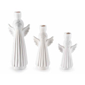 Set 3 sfesnice Ingeri portelan alb 9.5x7.5x25.5 cm, 9x6.5x19.5 cm, 8x5.5x16.5 cm
