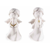 Set 2 figurine Ingeri portelan alb auriu 8.5x7.5x16 cm