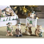 Set 4 figurine Craciun teracota multicolora 6 x 3,5 x 5 H