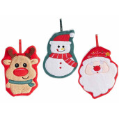 Set 6 ornamente brad Craciun textil multicolor cm 19 x 25 H