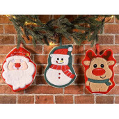 Set 3 ornamente brad Craciun textil multicolor cm 19 x 25 H
