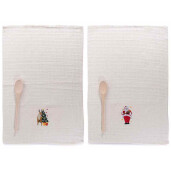 Set 2 prosoape bucatarie si 2 linguri Craciun CII 38 x 64 H, 28 H