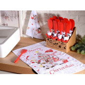 Set 2 prosoape bucatarie si 2 spatule Craciun 38 x 64 H, 28 H