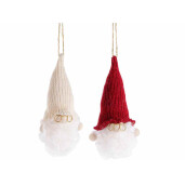 Set 2 ornamente brad Mos Craciun textil multicolor Ø 5 cm x 11 H 