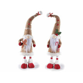 Set 2 figurine Mos Craciun textil multicolor 12x9x49 cm