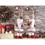 Set 2 figurine Mos Craciun textil multicolor 12x9x49 cm