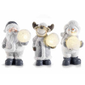 Set 3 figurine Craciun ceramica cu led 10.5x8x15.5 cm