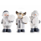 Set 3 figurine Craciun ceramica cu led 10.5x8x15.5 cm