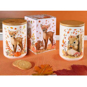 Borcan decorativ, depozitare ceramica bambus Caprioara Ø 10 cm x 15,5 H