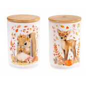 Set 2 borcane ceramica alba bambus natur 10x15.5 cm