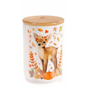 Borcan decorativ, depozitare ceramica bambus Caprioara Ø 10 cm x 15,5 H