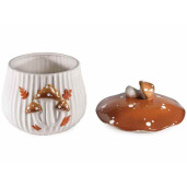 Borcan decorativ, depozitare ceramica alba maro Ø 20 cm x 19,5 H