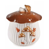 Borcan decorativ, depozitare ceramica maro alba Ø 20 cm x 19,5 H