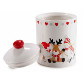 Set 3 borcane Craciun ceramica multicolora Ø 14,5 cm x 20 H, Ø 12,5 x 18 H, Ø 10 x 14 H