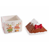 Borcan Craciun ceramica multicolora cm 13 x 13 x 16 H