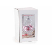 Borcan depozitare sticla transparenta neagra Ø 13 cm x 23,5 H