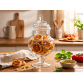 Borcan depozitare sticla transparenta neagra Ø 13 cm x 23,5 H