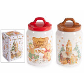 Set 2 borcane Craciun ceramica multicolora Ø 10 cm x 17 H